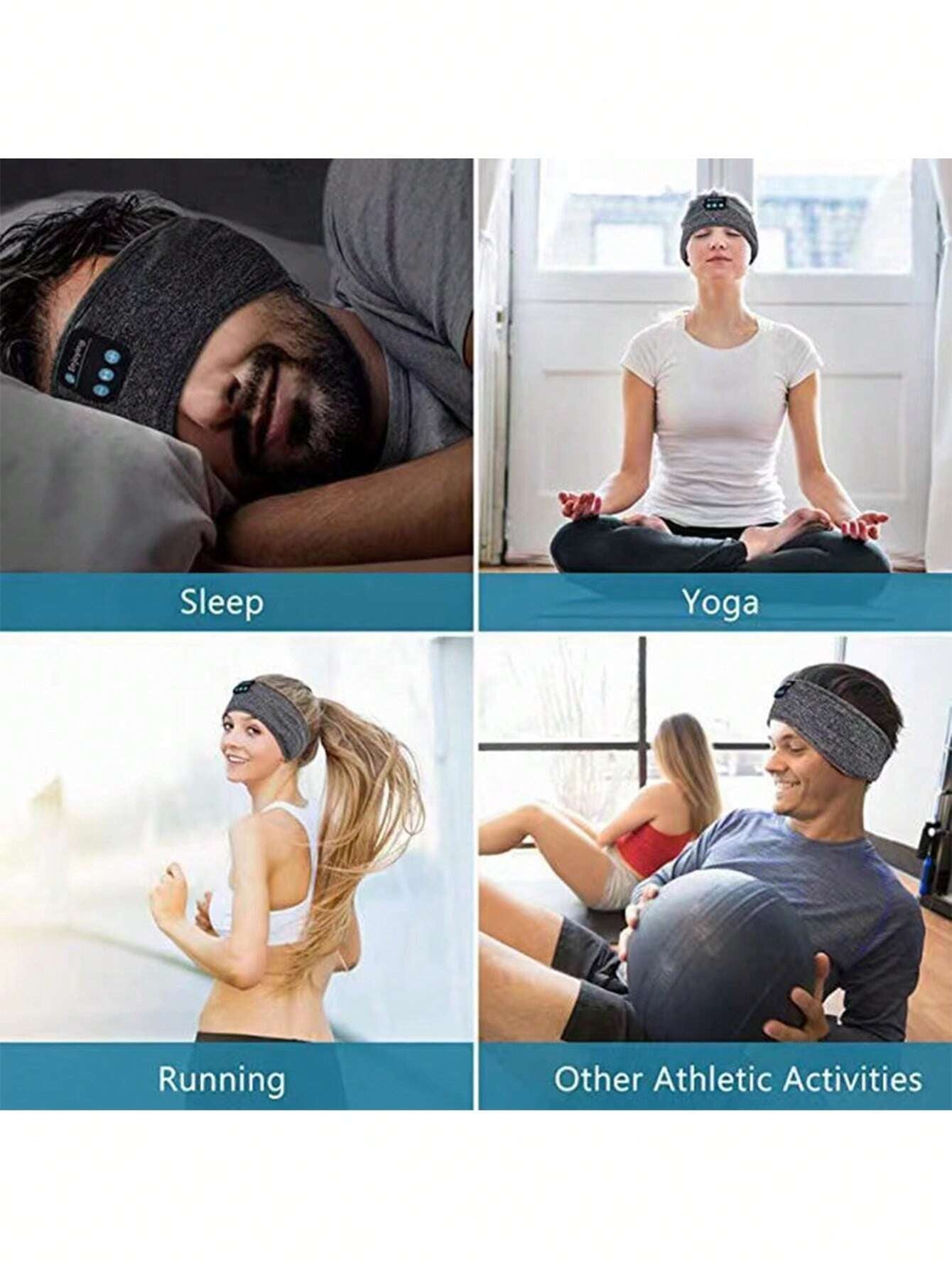 1Pc Sleep Headphones Headband, Wireless Music Sport Headband with Built-In Sleep Music Eye Mask