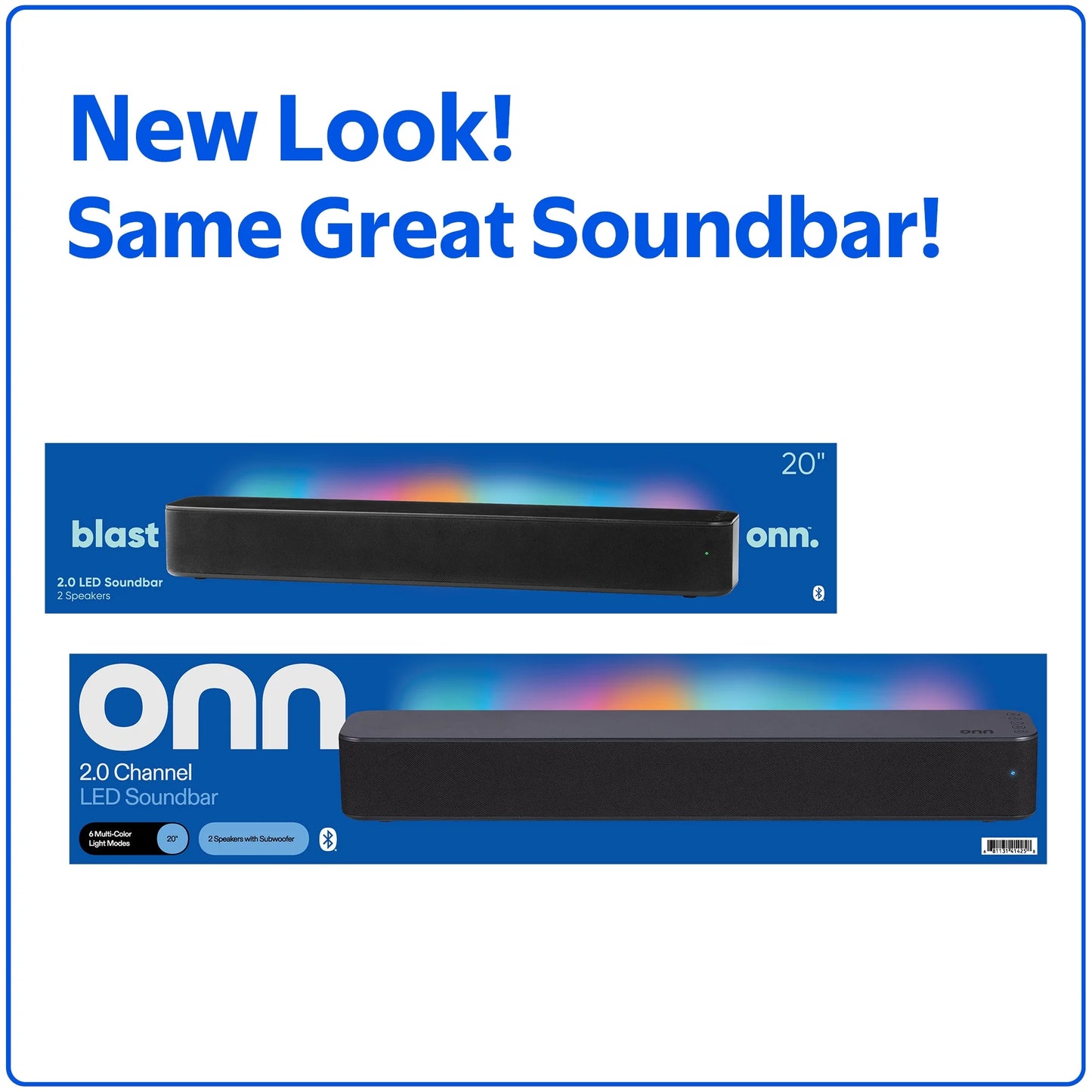 20 Inch Bluetooth 2.0 Channel Soundbar with Multi-Color LED Lighting, Black