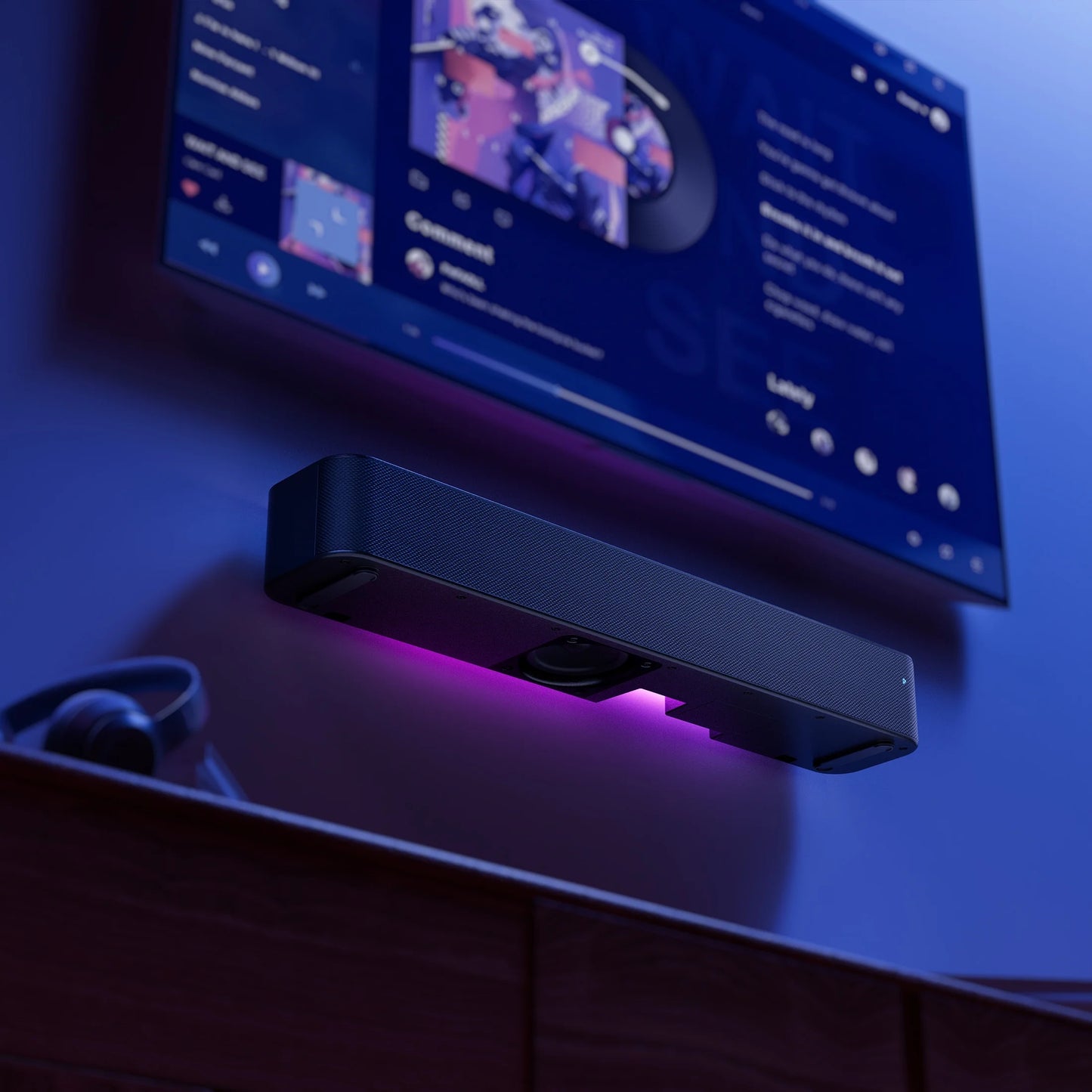 20 Inch Bluetooth 2.0 Channel Soundbar with Multi-Color LED Lighting, Black