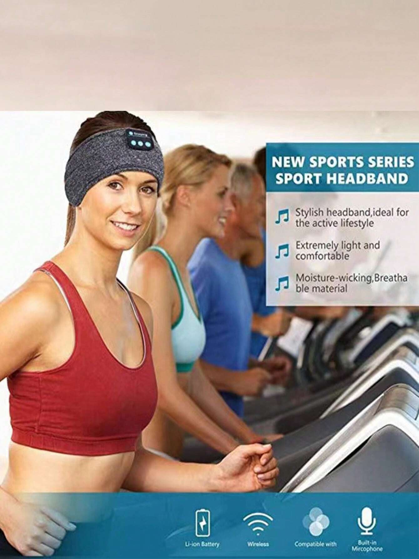 1Pc Sleep Headphones Headband, Wireless Music Sport Headband with Built-In Sleep Music Eye Mask