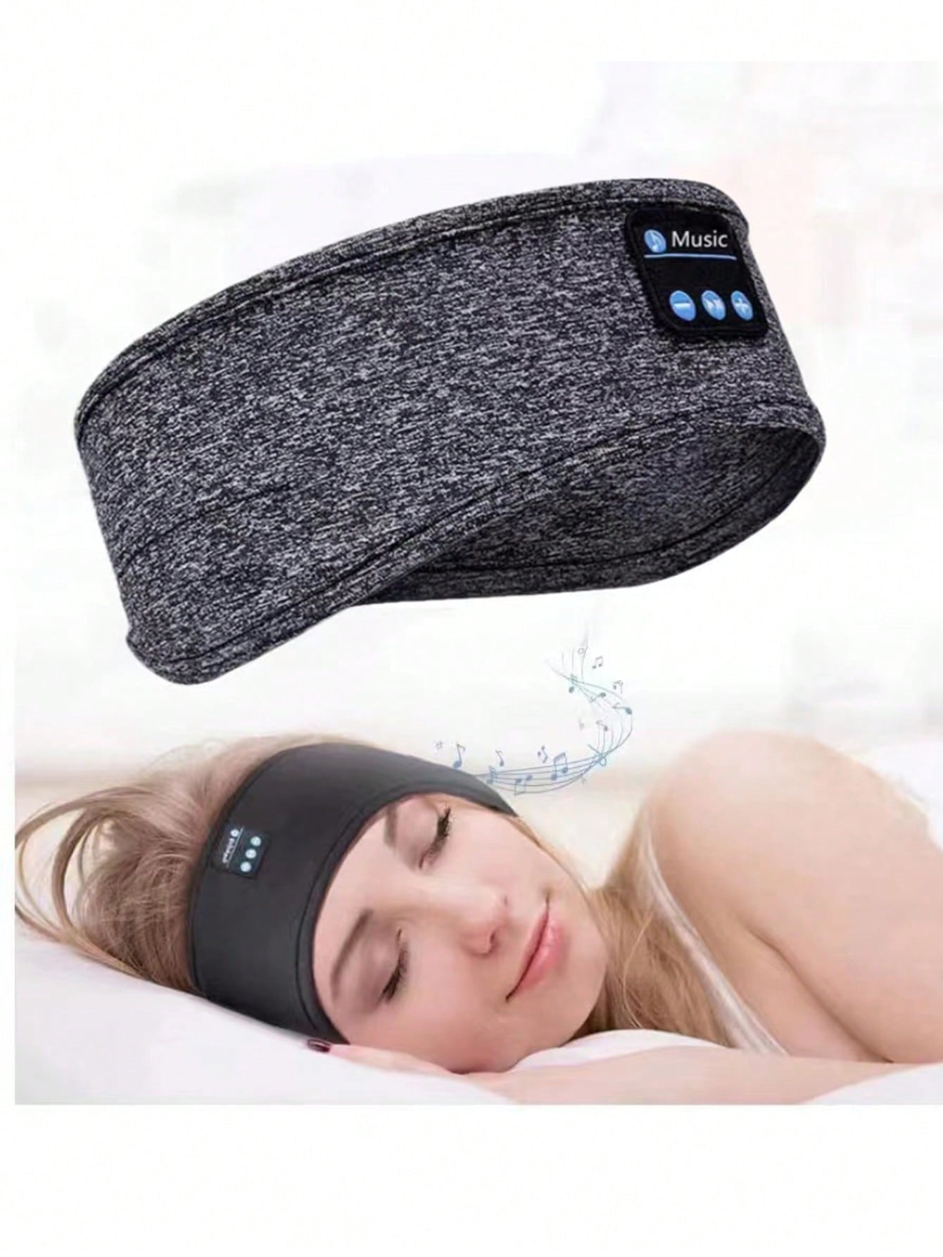 1Pc Sleep Headphones Headband, Wireless Music Sport Headband with Built-In Sleep Music Eye Mask